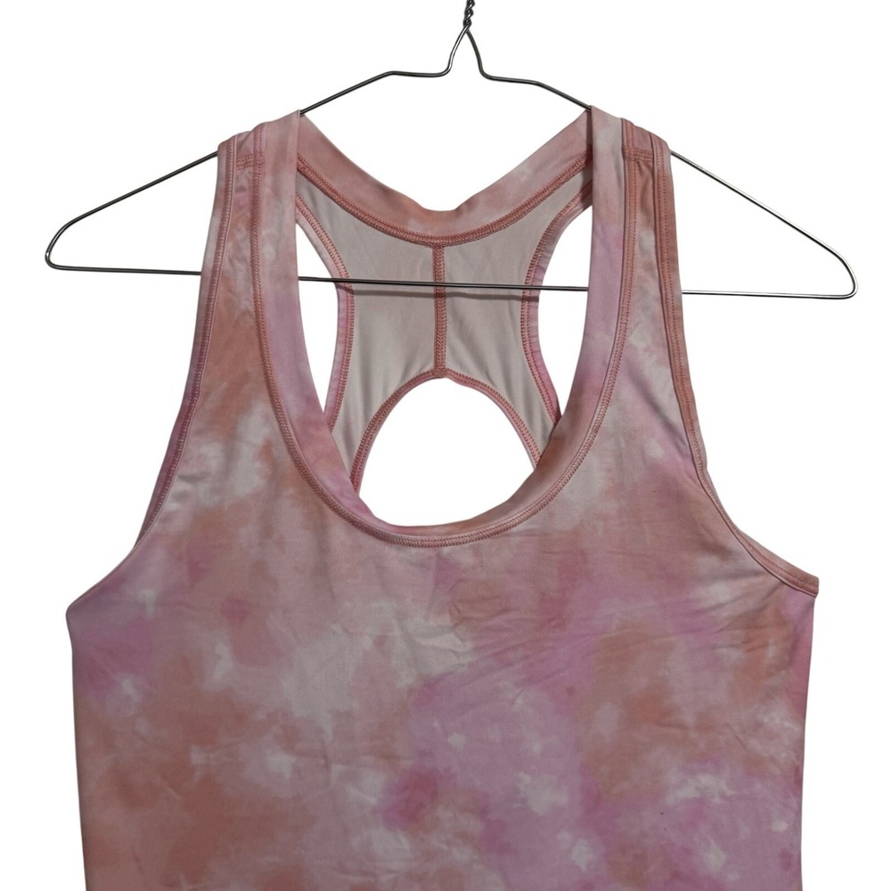 Athleta Womens Pink Tie Dye Racerback Keyhole Activewear Tank Top Size Small - Picture 3 of 11